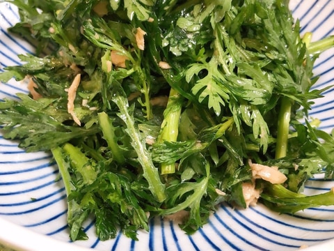 生で食べると美味しい!春菊とツナのサラダ♪